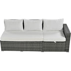 6 Piece Outdoor Furniture Set, All Weather Patio Conversation Set, Rattan Sofa Set with Storage Box and Tempered Glass Table