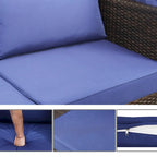 Ensemble de mobilier de patio 6 pièces, canapé d'angle d'extérieur avec auvent et dossier, ensemble de conversation de patio avec table basse