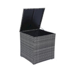 Ensemble de canapé d'angle en L pour patio, 8 pièces, mobilier de jardin en rotin tressé avec un coffre de rangement sous l'assise et une table basse.