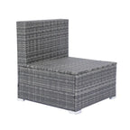 Ensemble de canapé d'angle en L pour patio, 8 pièces, mobilier de jardin en rotin tressé avec un coffre de rangement sous l'assise et une table basse.