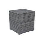 Ensemble de canapé d'angle en L pour patio, 8 pièces, mobilier de jardin en rotin tressé avec un coffre de rangement sous l'assise et une table basse.
