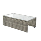 Ensemble de canapé d'angle en L pour patio, 8 pièces, mobilier de jardin en rotin tressé avec un coffre de rangement sous l'assise et une table basse.