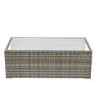 Ensemble de canapé d'angle en L pour patio, 8 pièces, mobilier de jardin en rotin tressé avec un coffre de rangement sous l'assise et une table basse.