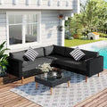 Ensemble de mobilier de jardin 4 pièces, ensemble de conversation résistant aux intempéries, canapé d'angle en résine tressée avec coussins et table basse