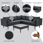Ensemble de mobilier de jardin 4 pièces, ensemble de conversation résistant aux intempéries, canapé d'angle en résine tressée avec coussins et table basse