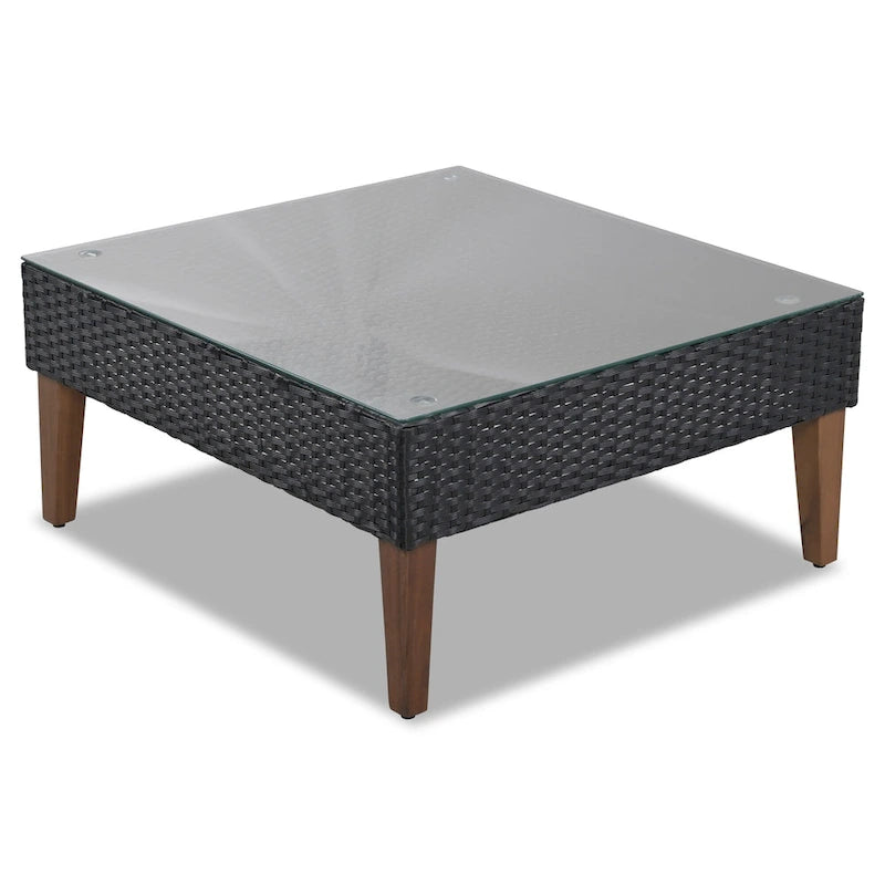 Ensemble de mobilier de jardin 4 pièces, ensemble de conversation résistant aux intempéries, canapé d'angle en résine tressée avec coussins et table basse