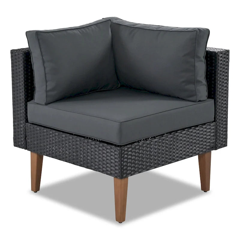 Ensemble de mobilier de jardin 4 pièces, ensemble de conversation résistant aux intempéries, canapé d'angle en résine tressée avec coussins et table basse