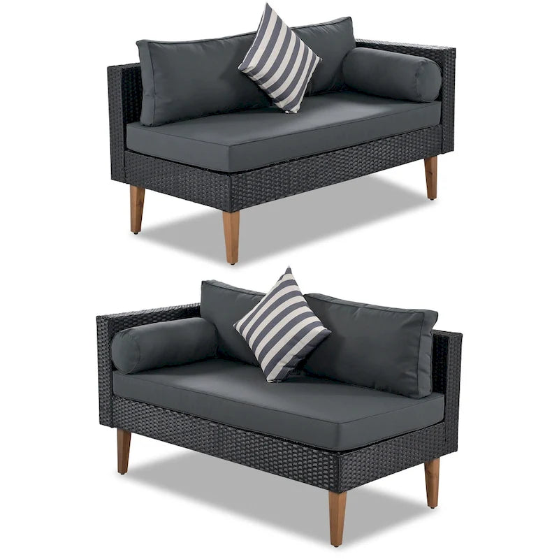 Ensemble de mobilier de jardin 4 pièces, ensemble de conversation résistant aux intempéries, canapé d'angle en résine tressée avec coussins et table basse