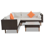 Ensemble de mobilier de jardin 4 pièces, ensemble de conversation résistant aux intempéries, canapé d'angle en résine tressée avec coussins et table basse