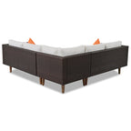 Ensemble de mobilier de jardin 4 pièces, ensemble de conversation résistant aux intempéries, canapé d'angle en résine tressée avec coussins et table basse