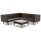 Ensemble de mobilier de jardin 4 pièces, ensemble de conversation résistant aux intempéries, canapé d'angle en résine tressée avec coussins et table basse