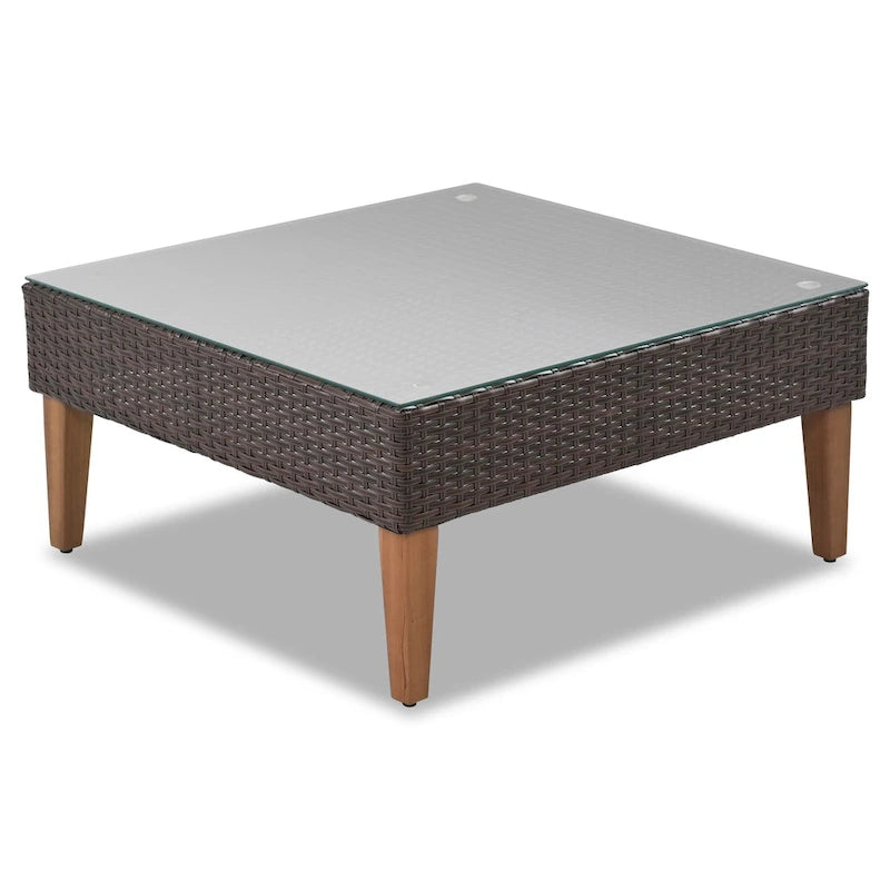 Ensemble de mobilier de jardin 4 pièces, ensemble de conversation résistant aux intempéries, canapé d'angle en résine tressée avec coussins et table basse