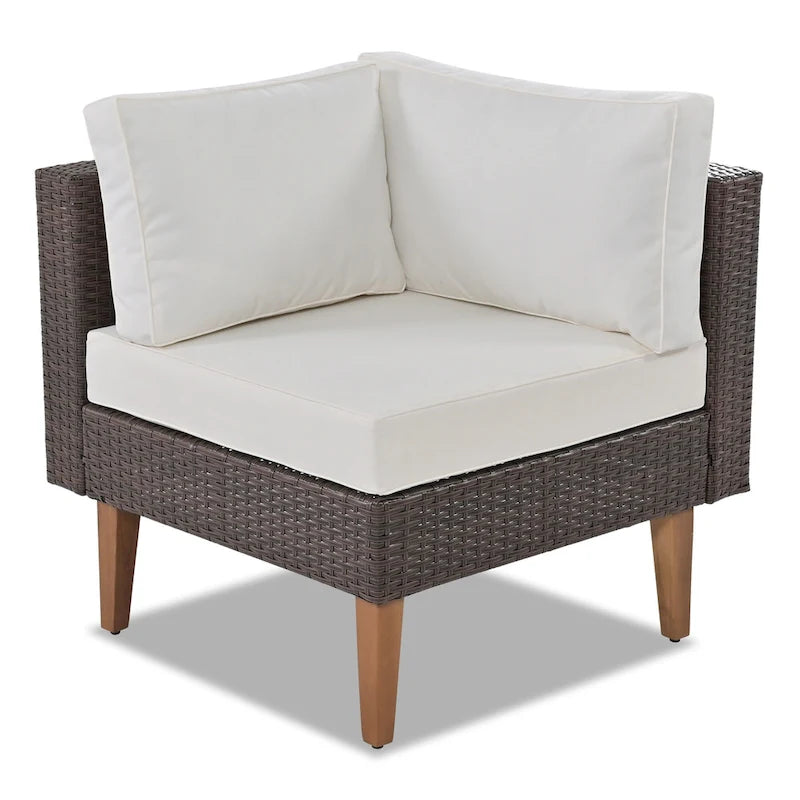 Ensemble de mobilier de jardin 4 pièces, ensemble de conversation résistant aux intempéries, canapé d'angle en résine tressée avec coussins et table basse