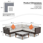 Ensemble de mobilier de jardin 4 pièces, ensemble de conversation résistant aux intempéries, canapé d'angle en résine tressée avec coussins et table basse