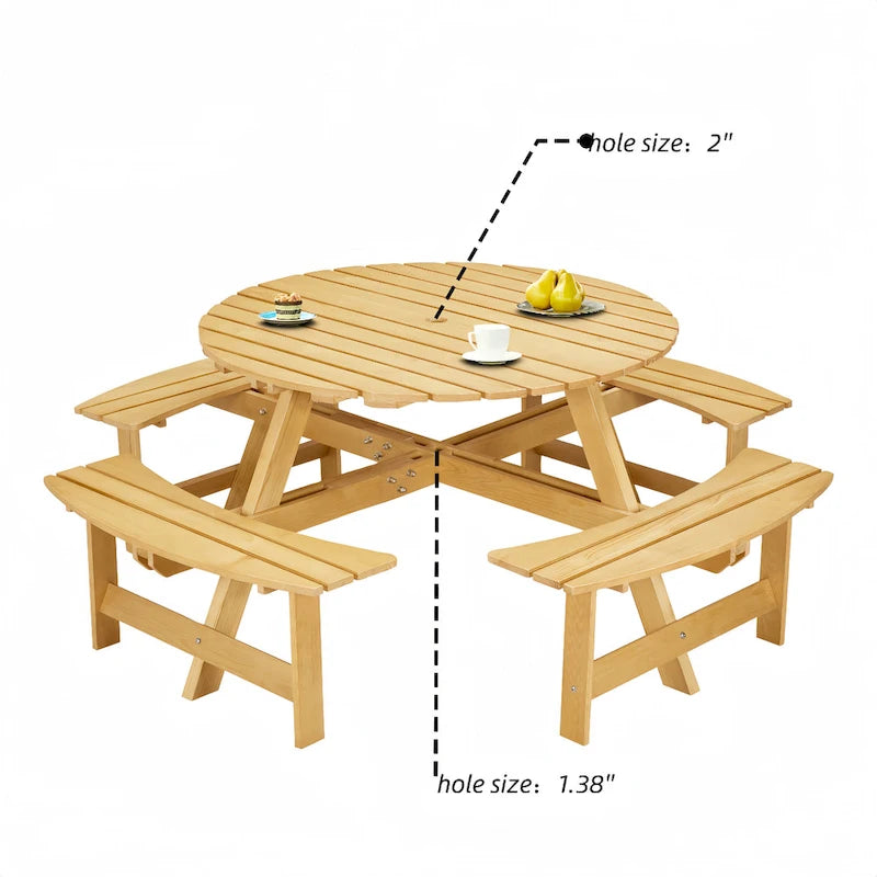 Ensemble table de pique-nique d'extérieur avec bancs pour jardin, cour, porche, terrasse