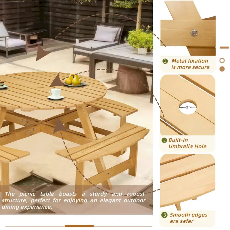 Ensemble table de pique-nique d'extérieur avec bancs pour jardin, cour, porche, terrasse
