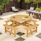 Ensemble table de pique-nique d'extérieur avec bancs pour jardin, cour, porche, terrasse