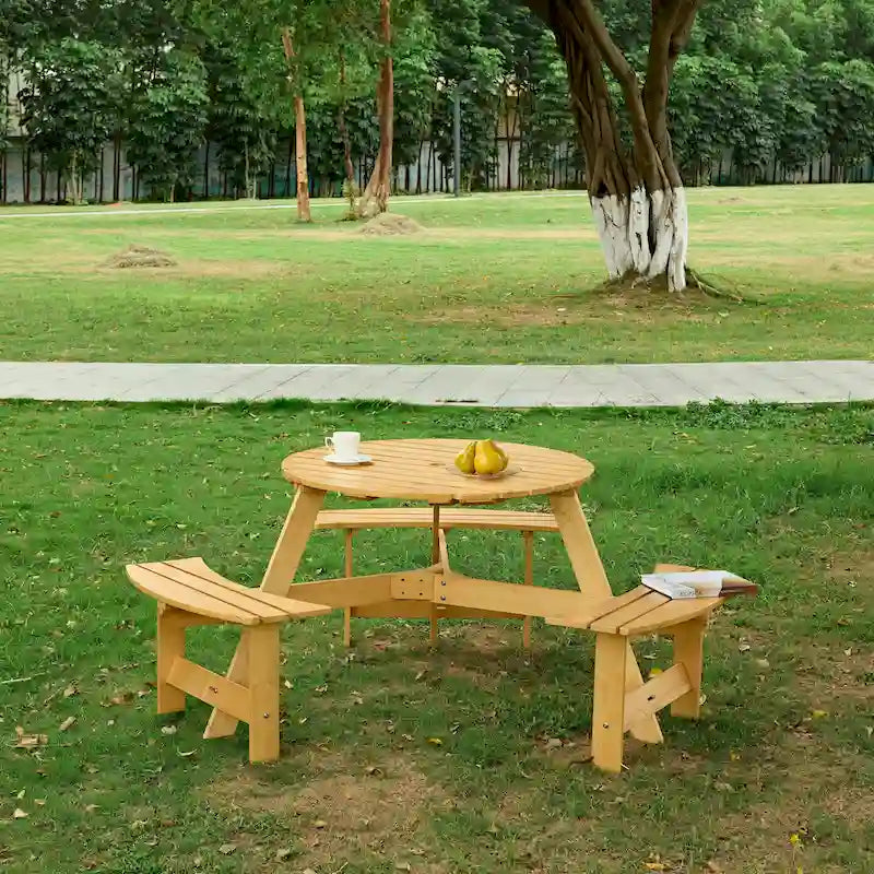 Ensemble table de pique-nique d'extérieur avec bancs pour jardin, cour, porche, terrasse