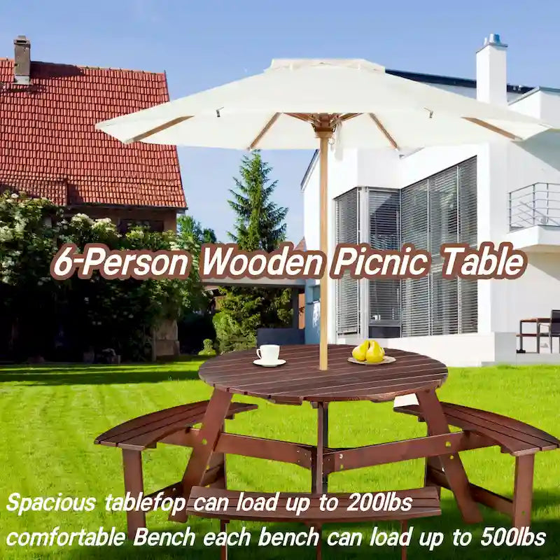 Ensemble table de pique-nique d'extérieur avec bancs pour jardin, cour, porche, terrasse