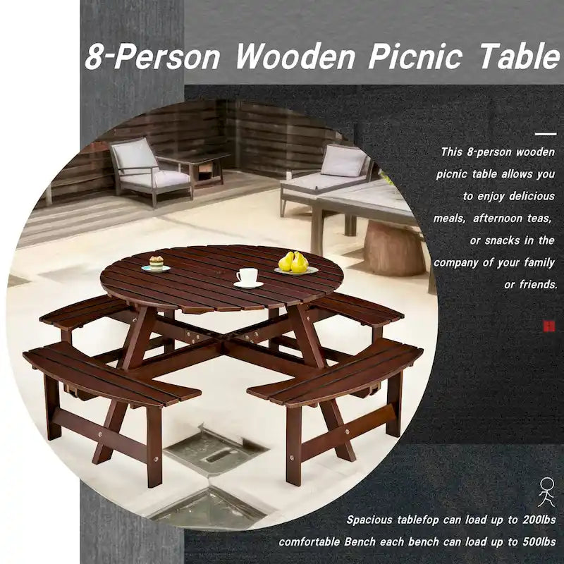 Ensemble table de pique-nique d'extérieur avec bancs pour jardin, cour, porche, terrasse
