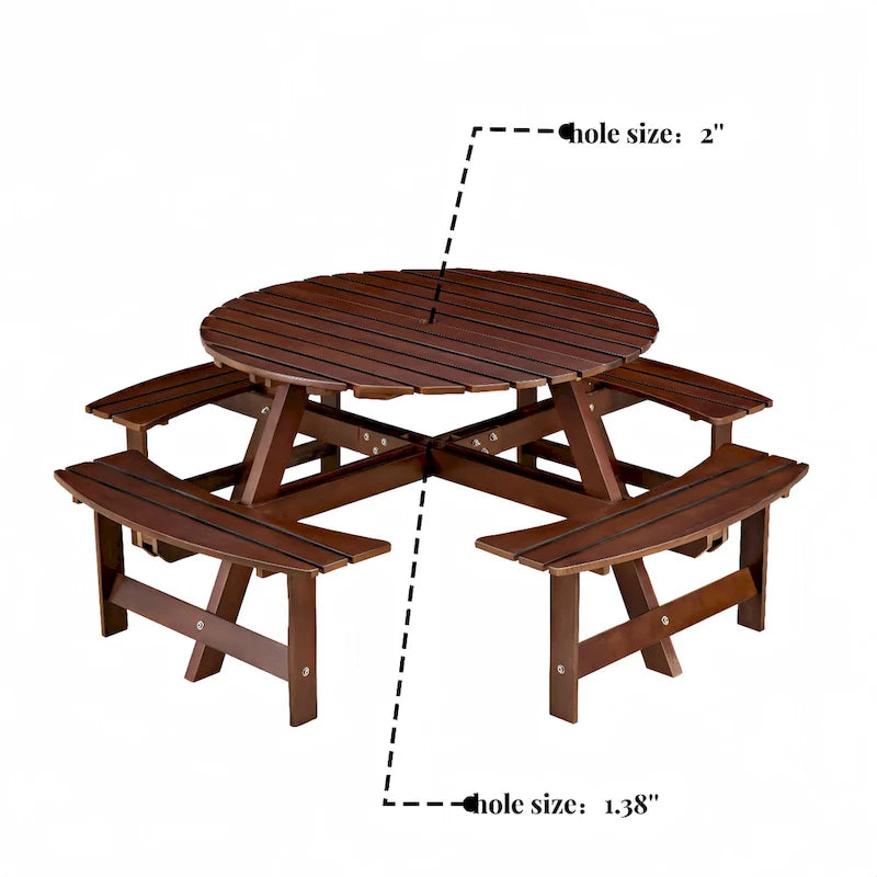Ensemble table de pique-nique d'extérieur avec bancs pour jardin, cour, porche, terrasse
