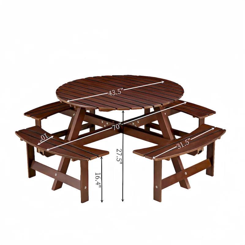 Ensemble table de pique-nique d'extérieur avec bancs pour jardin, cour, porche, terrasse
