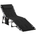 Chaise longue pliante rembourrée Outsunny, chaise de camping inclinable à 6 positions avec appui-tête pour la plage et la terrasse.