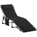 Chaise longue pliante rembourrée Outsunny, chaise de camping inclinable à 6 positions avec appui-tête pour la plage et la terrasse.