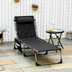 Chaise longue pliante rembourrée Outsunny, chaise de camping inclinable à 6 positions avec appui-tête pour la plage et la terrasse.