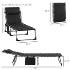Chaise longue pliante rembourrée Outsunny, chaise de camping inclinable à 6 positions avec appui-tête pour la plage et la terrasse.