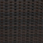 Ensemble de salon de jardin 5 pièces en rotin PE marron résistant aux intempéries, canapé d'angle demi-lune et table basse en verre trempé pour terrasse et jardin.