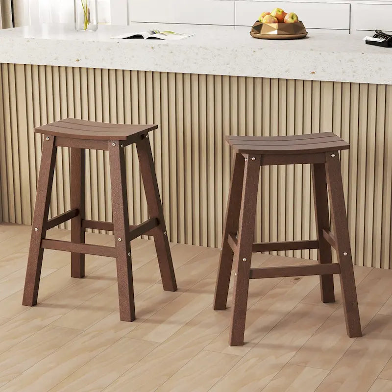 Ensemble de 2 tabourets de bar Gymax 29 pour terrasse avec assise incurvée et repose-pieds