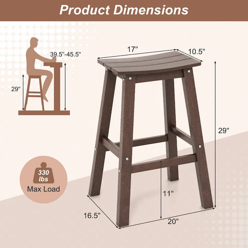 Ensemble de 2 tabourets de bar Gymax 29 pour terrasse avec assise incurvée et repose-pieds