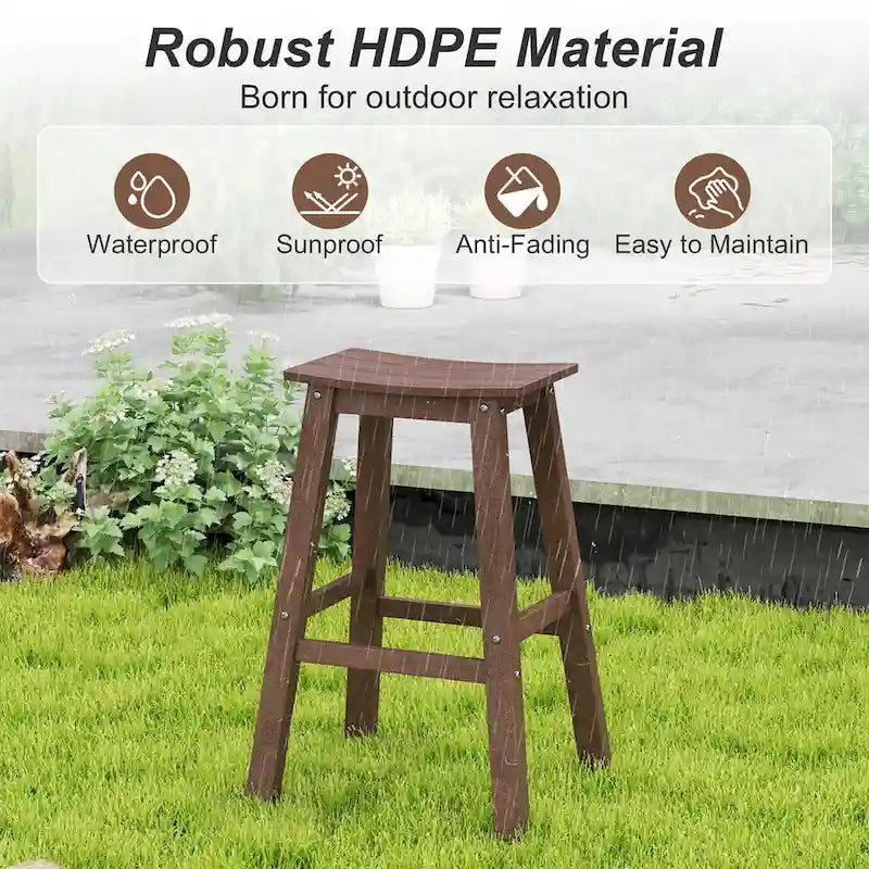Ensemble de 2 tabourets de bar Gymax 29 pour terrasse avec assise incurvée et repose-pieds