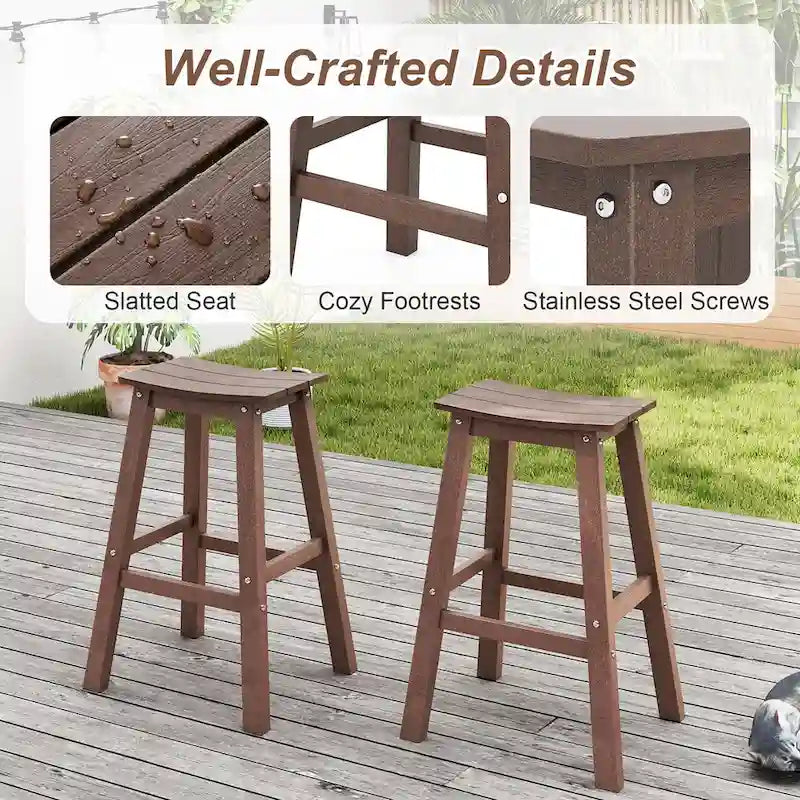 Ensemble de 2 tabourets de bar Gymax 29 pour terrasse avec assise incurvée et repose-pieds