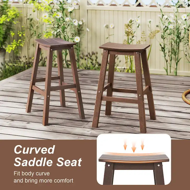 Ensemble de 2 tabourets de bar Gymax 29 pour terrasse avec assise incurvée et repose-pieds