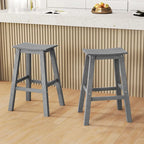 Ensemble de 2 tabourets de bar Gymax 29 pour terrasse avec assise incurvée et repose-pieds