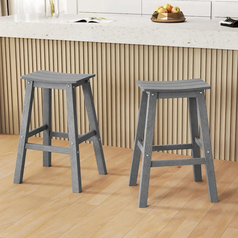 Ensemble de 2 tabourets de bar Gymax 29 pour terrasse avec assise incurvée et repose-pieds