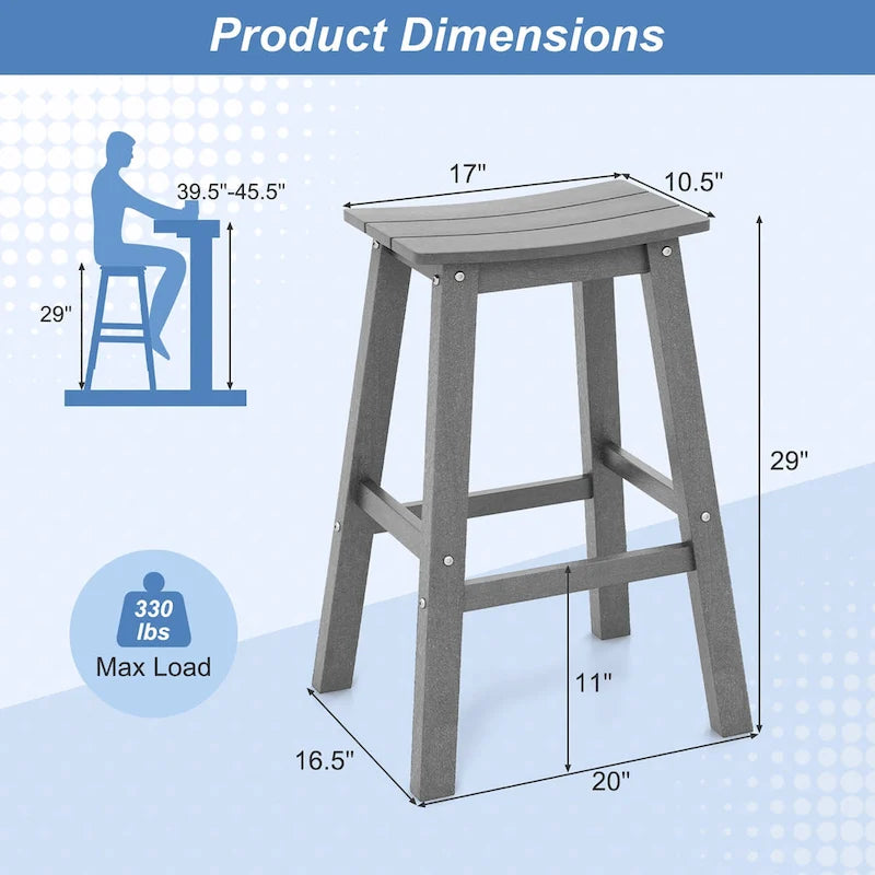Ensemble de 2 tabourets de bar Gymax 29 pour terrasse avec assise incurvée et repose-pieds