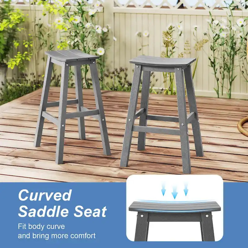 Ensemble de 2 tabourets de bar Gymax 29 pour terrasse avec assise incurvée et repose-pieds