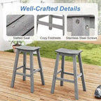 Ensemble de 2 tabourets de bar Gymax 29 pour terrasse avec assise incurvée et repose-pieds
