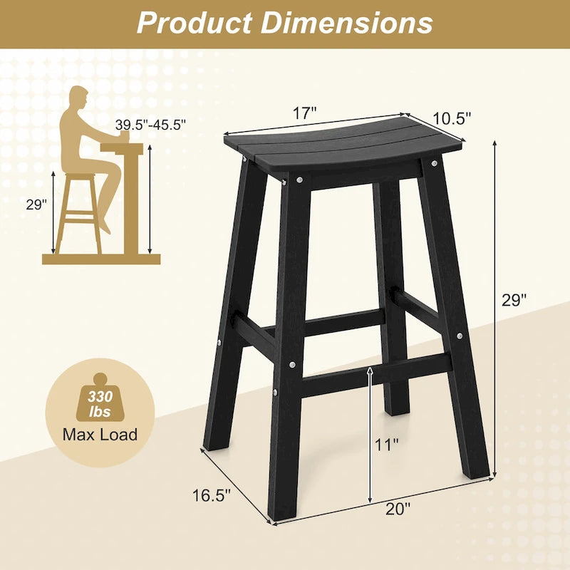 Ensemble de 2 tabourets de bar Gymax 29 pour terrasse avec assise incurvée et repose-pieds