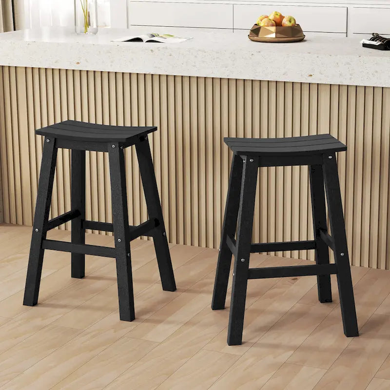 Ensemble de 2 tabourets de bar Gymax 29 pour terrasse avec assise incurvée et repose-pieds