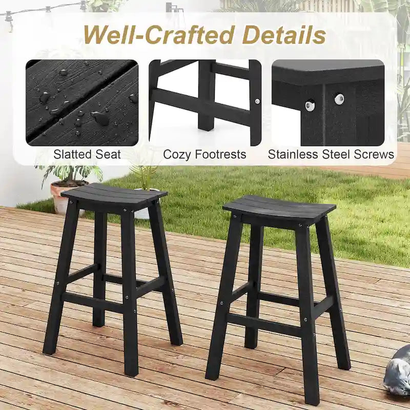 Ensemble de 2 tabourets de bar Gymax 29 pour terrasse avec assise incurvée et repose-pieds
