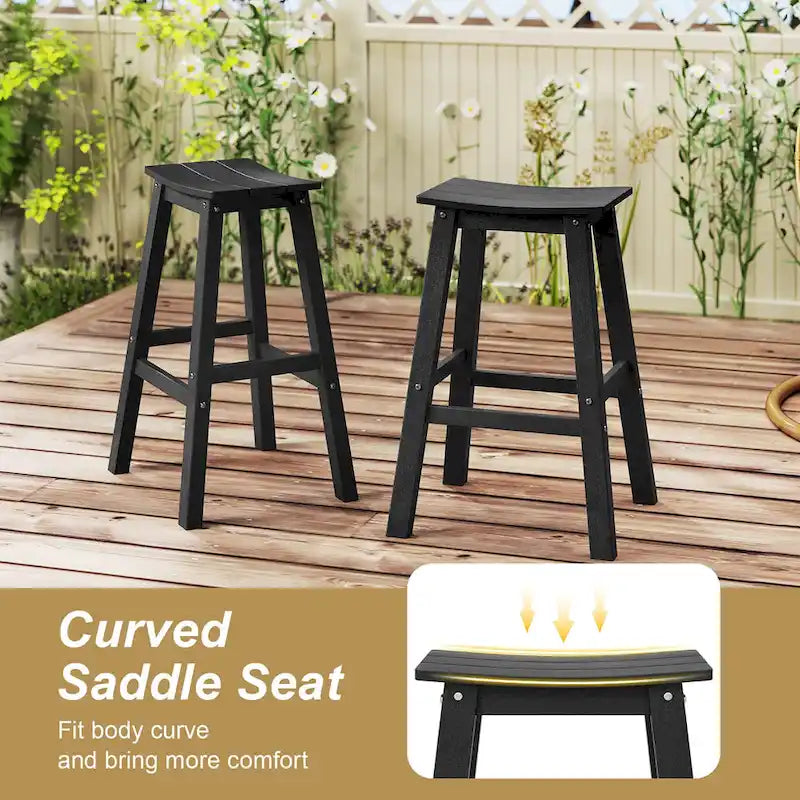 Ensemble de 2 tabourets de bar Gymax 29 pour terrasse avec assise incurvée et repose-pieds