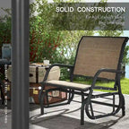 Ensemble de 2 balancelles Outsunny pour véranda avec filet respirant, accoudoirs incurvés et structure en acier, idéales pour le jardin, la piscine, la cour ou le balcon.