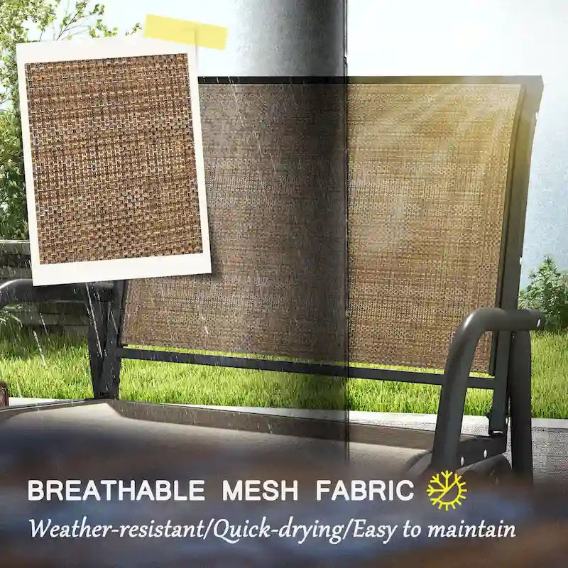 Ensemble de 2 balancelles Outsunny pour véranda avec filet respirant, accoudoirs incurvés et structure en acier, idéales pour le jardin, la piscine, la cour ou le balcon.