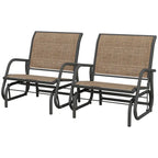 Ensemble de 2 balancelles Outsunny pour véranda avec filet respirant, accoudoirs incurvés et structure en acier, idéales pour le jardin, la piscine, la cour ou le balcon.