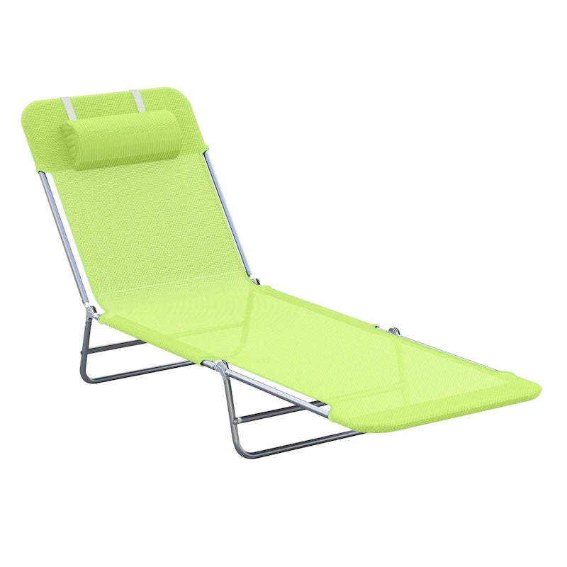 Chaises longues pliantes Outsunny avec coussin, dossier inclinable et maille respirante pour la plage, le jardin et la terrasse.
