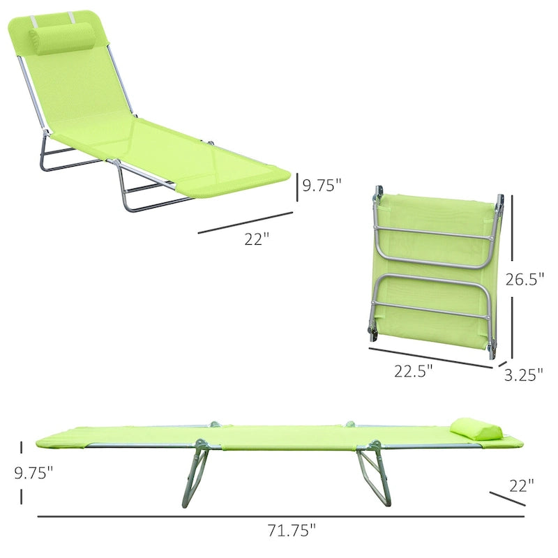 Chaises longues pliantes Outsunny avec coussin, dossier inclinable et maille respirante pour la plage, le jardin et la terrasse.